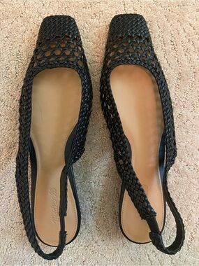 Madewell Ophelia Black Woven Slingback Flats Size 7